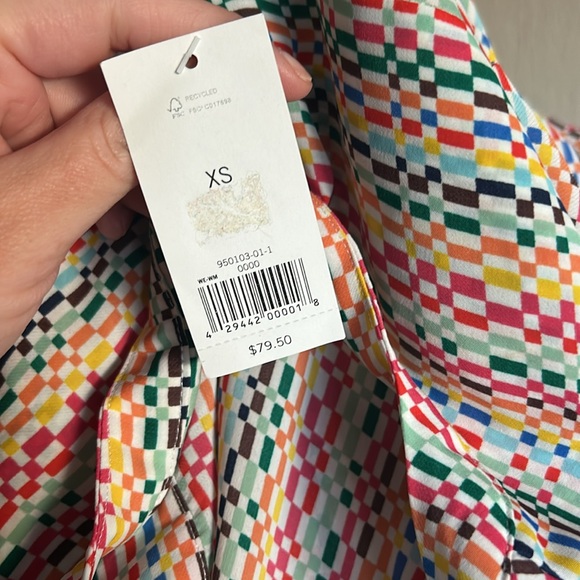 Abstract Rainbow Print 3/4 Sleeve Tunic Top, Banana Republic Size Extra Small - Picture 7 of 7